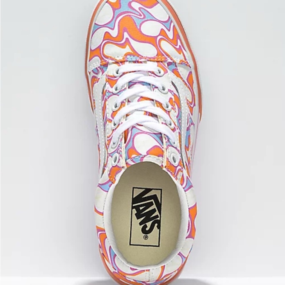 Vans Old Skool Stacked UV Peace Orange & White Platform Shoes - Picture 3 of 13